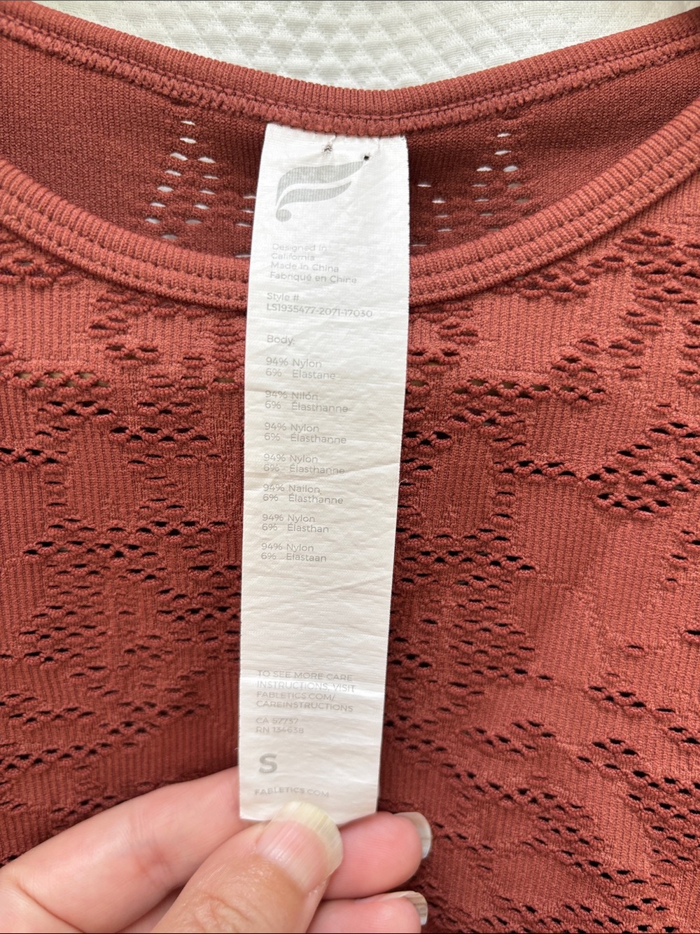 Fabletics Rust Textured Cropped Sweatshirt - Picture 4 of 7
